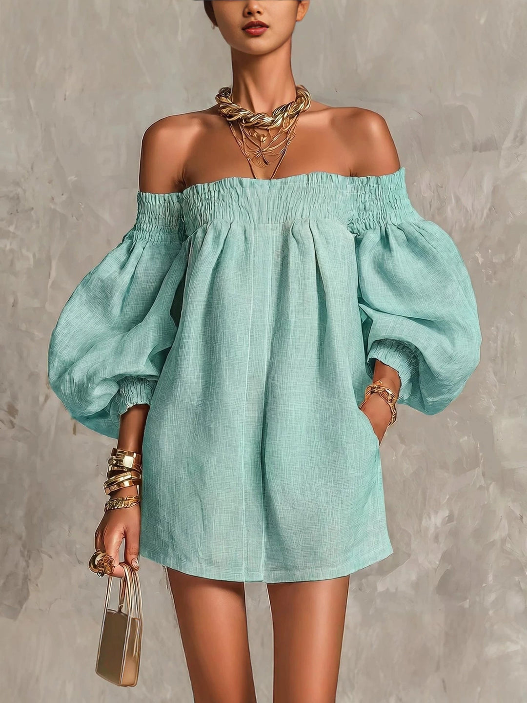 Adelaide | Off-Shoulder Puff-Sleeve Mini Dress