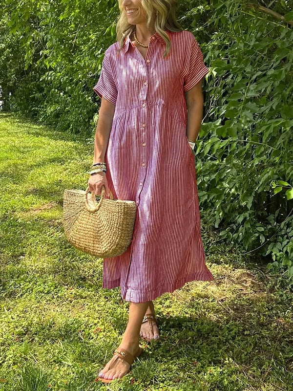 Edie | Striped Button-Up Dress