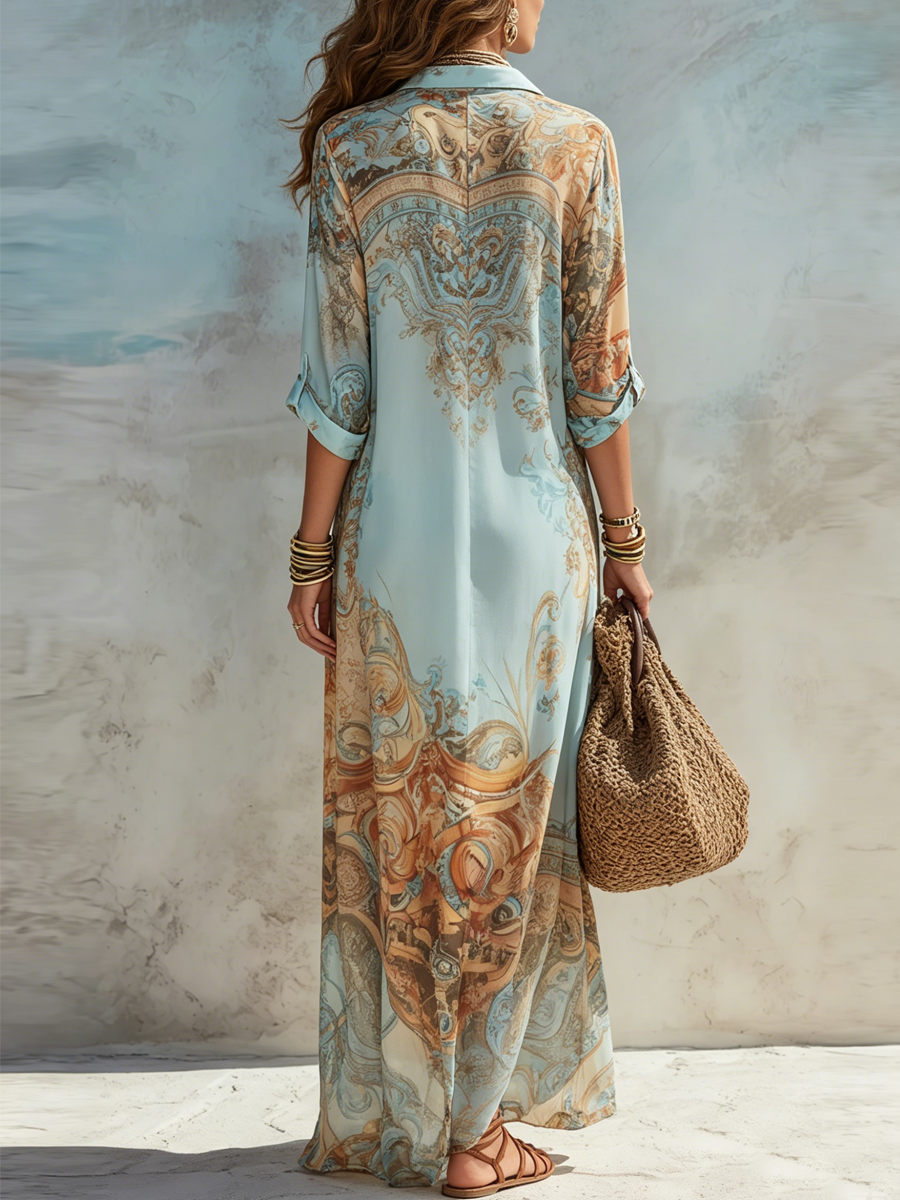 Bernadette | Blue Floral Chiffon Maxi Dress
