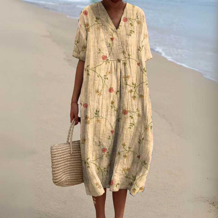 Nathalie Stylish Multicolour V-Neck Dress