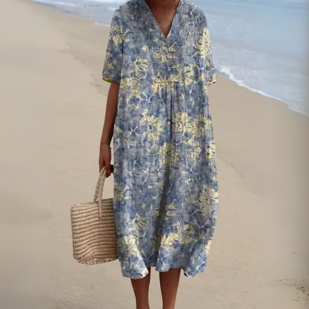 Nathalie Stylish Multicolour V-Neck Dress