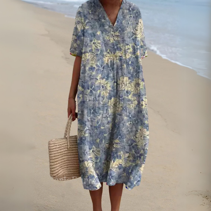 Nathalie Stylish Multicolour V-Neck Dress