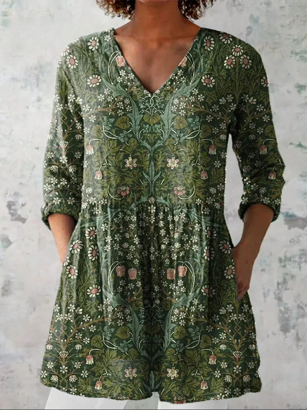 Imogen | Vintage Floral V-Neck Blouse