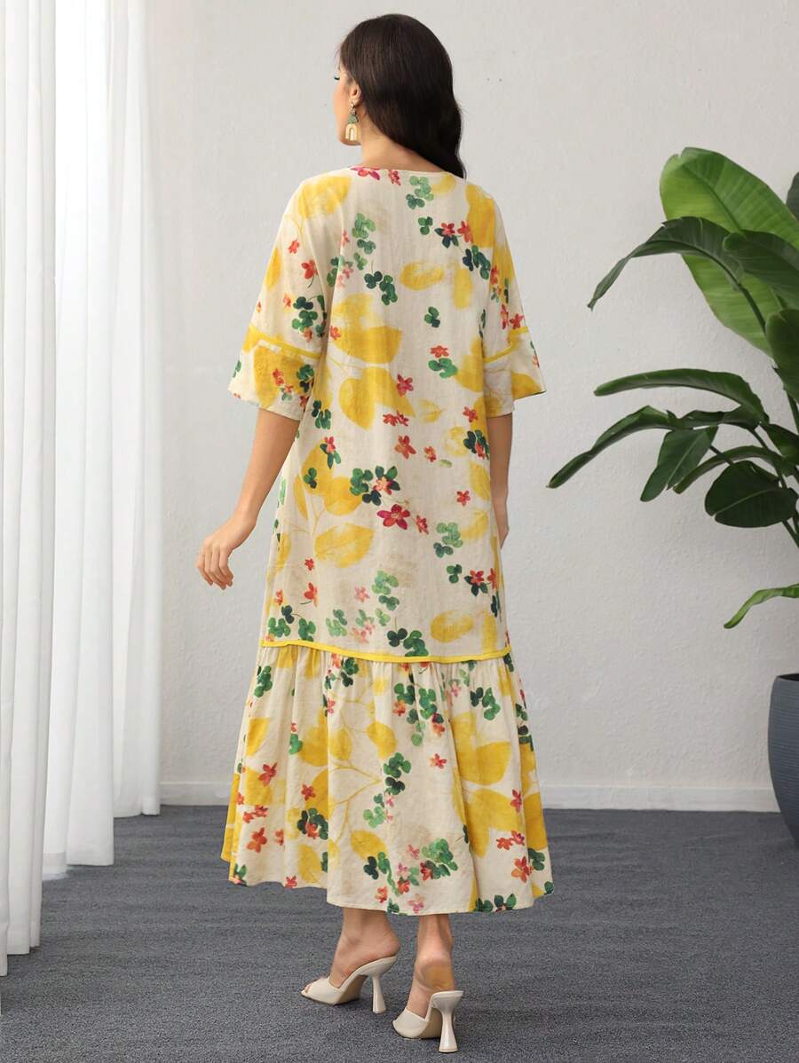 Shirley | Floral Print Ruffle Dress