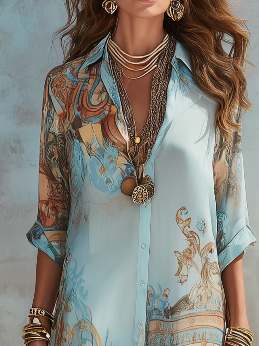 Bernadette | Blue Floral Chiffon Maxi Dress