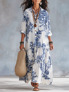 Dolores | Blue Floral Button-Down Maxi Dress