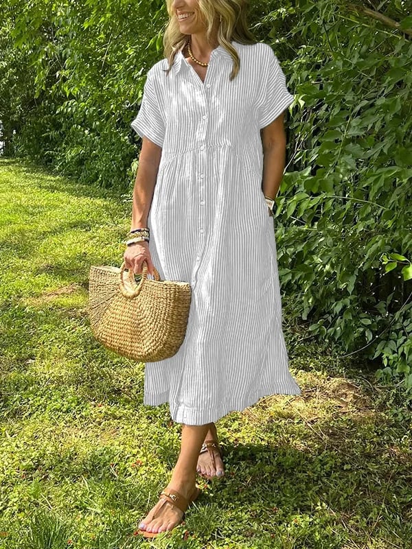 Edie | Striped Button-Up Dress