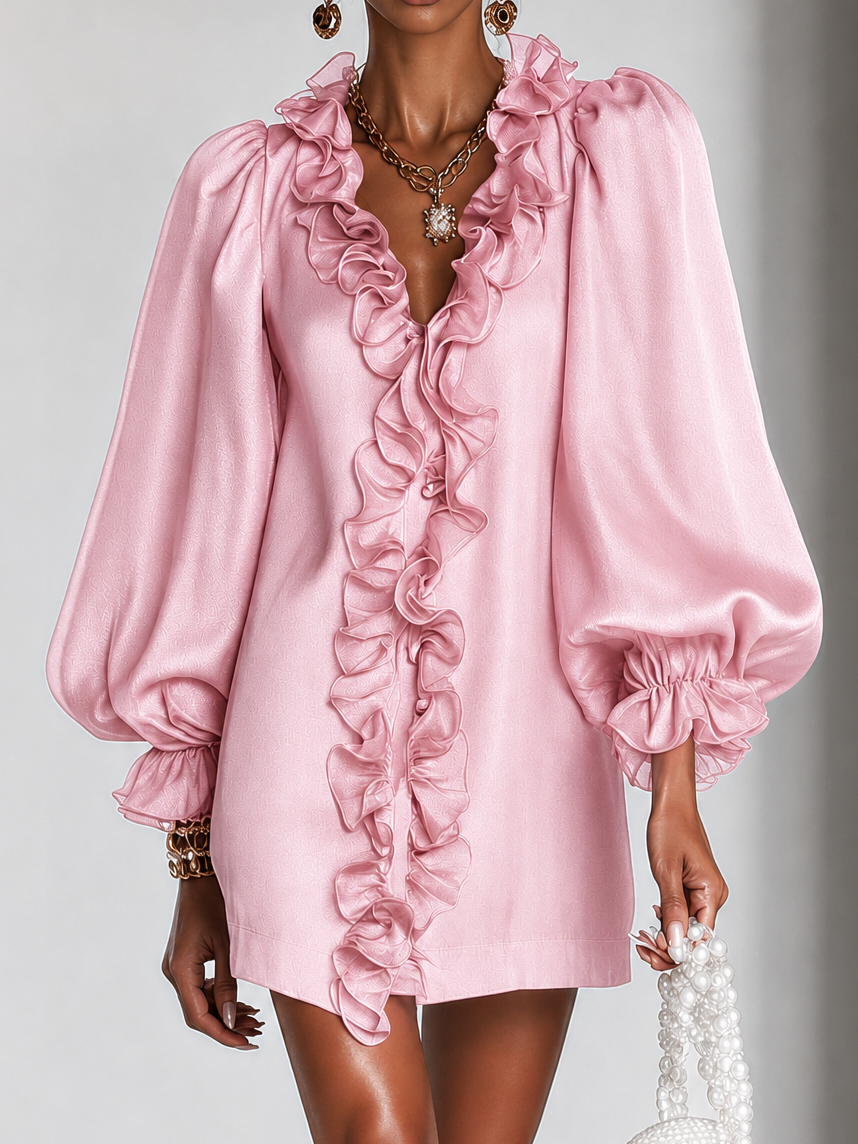 Jemima | Ruffled Puff-Sleeve Mini Dress