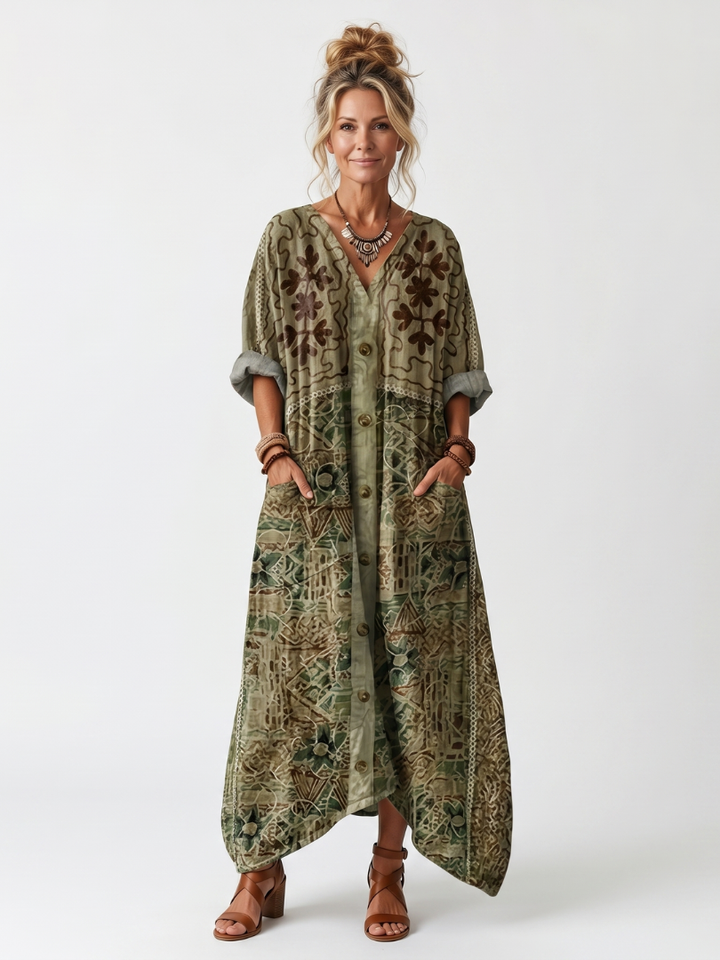 Juniper | Embroidered Pocket Midi Dress