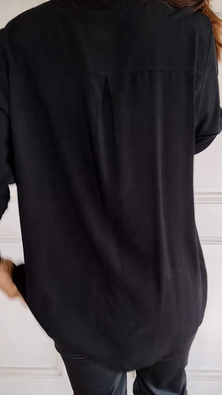 VERITY | Sequin Trim Button-Up Shirt
