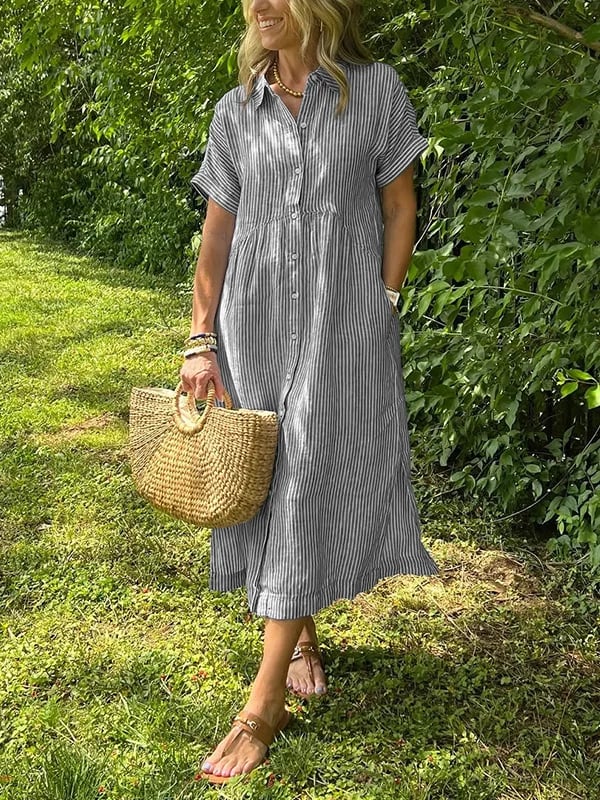 Edie | Striped Button-Up Dress