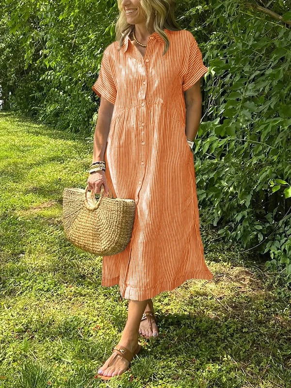 Edie | Striped Button-Up Dress