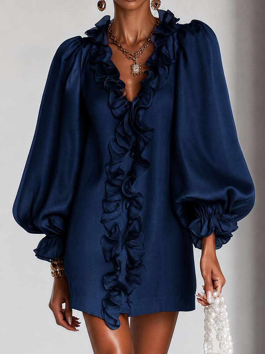 Jemima | Ruffled Puff-Sleeve Mini Dress