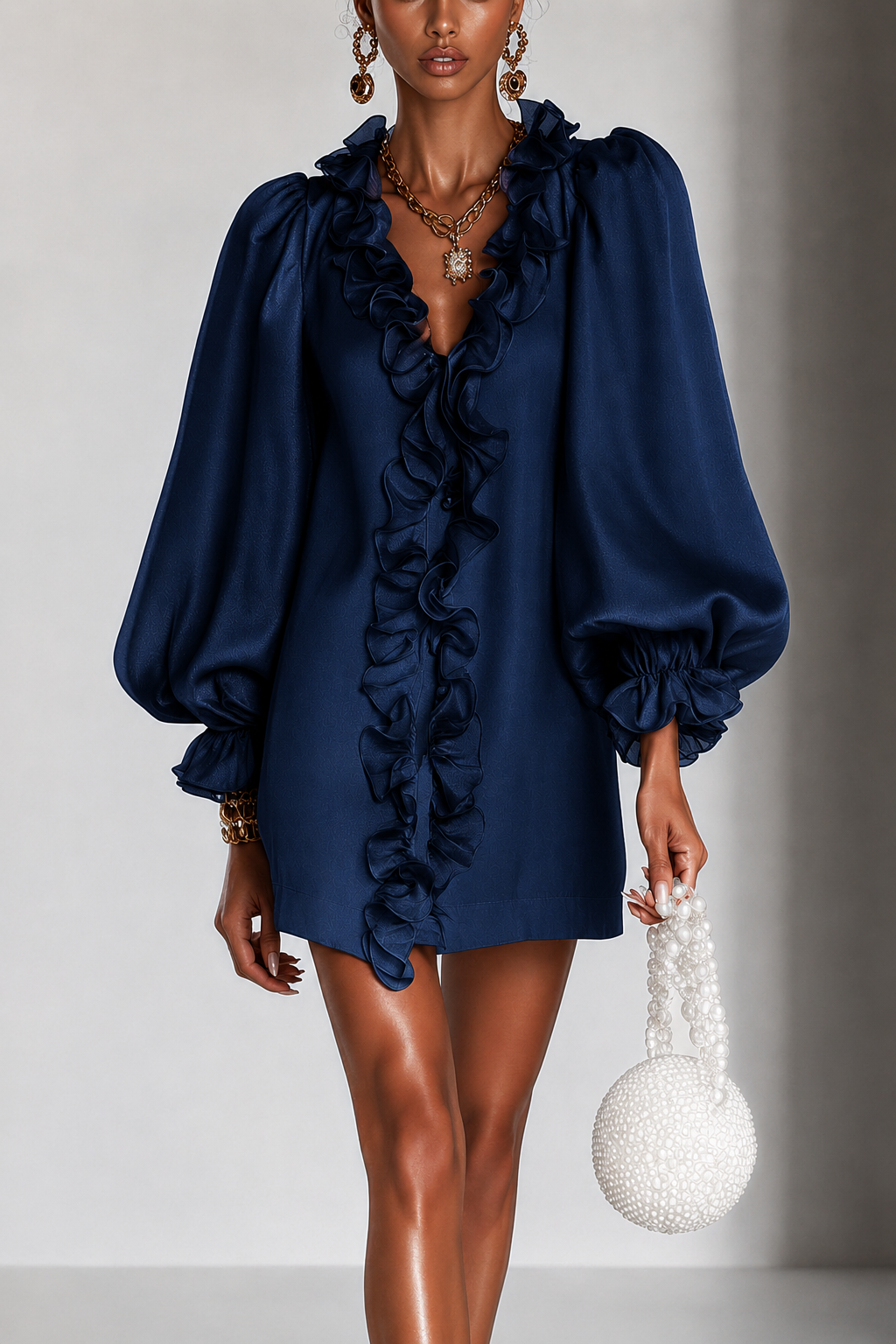 Jemima | Ruffled Puff-Sleeve Mini Dress