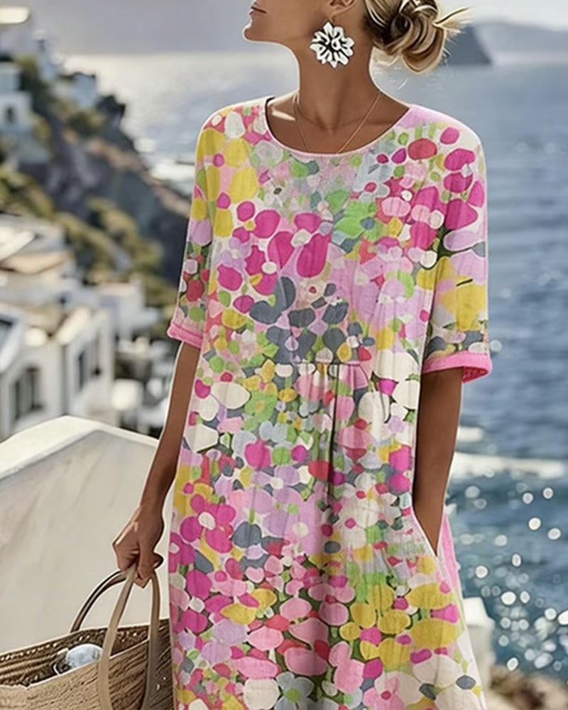 Bettina floral midi dress pink detail