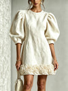 Felicity | Floral-Hem Puff-Sleeve Mini Dress