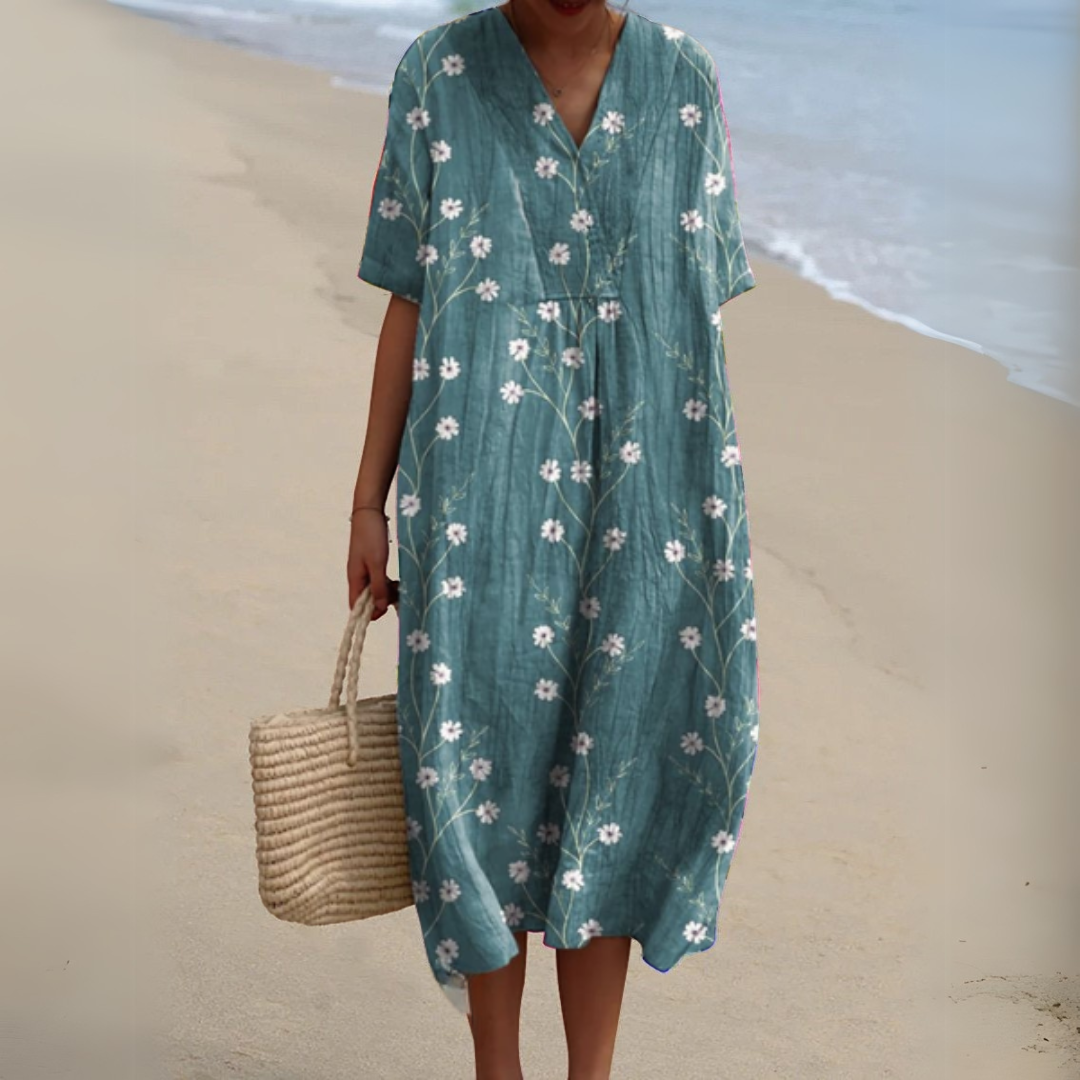 Nathalie Stylish Multicolour V-Neck Dress