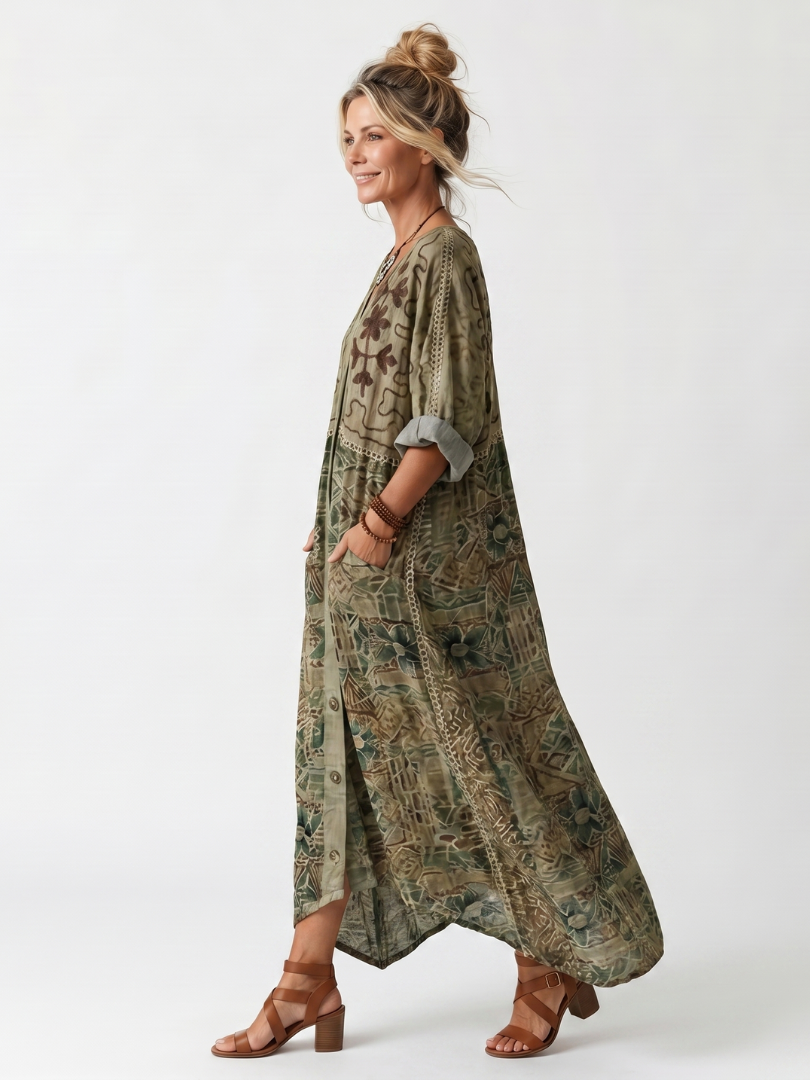 Juniper | Embroidered Pocket Midi Dress