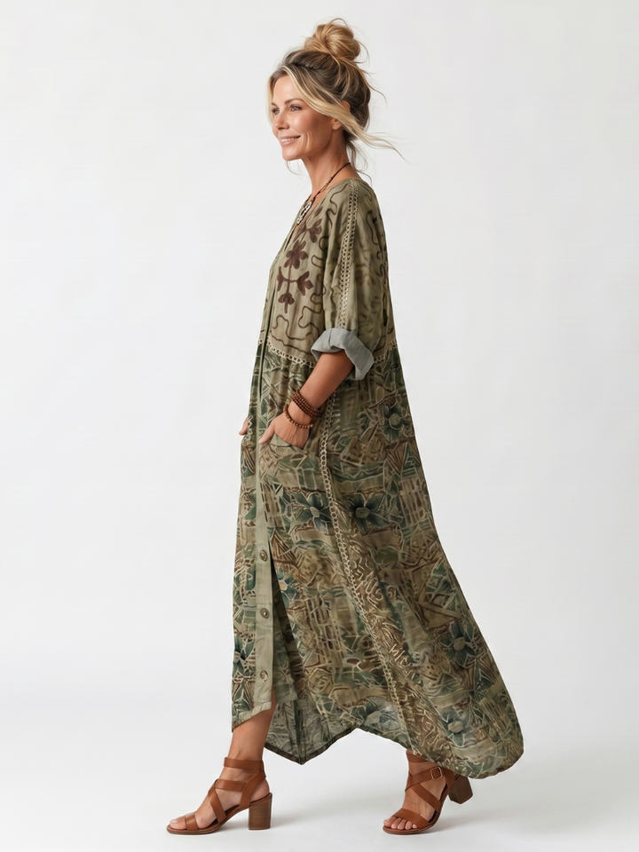 Juniper | Embroidered Pocket Midi Dress