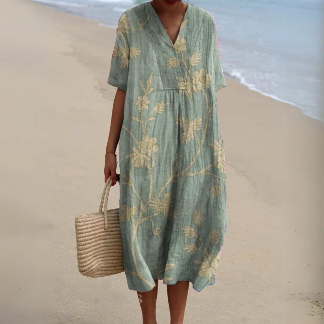 Nathalie Stylish Multicolour V-Neck Dress