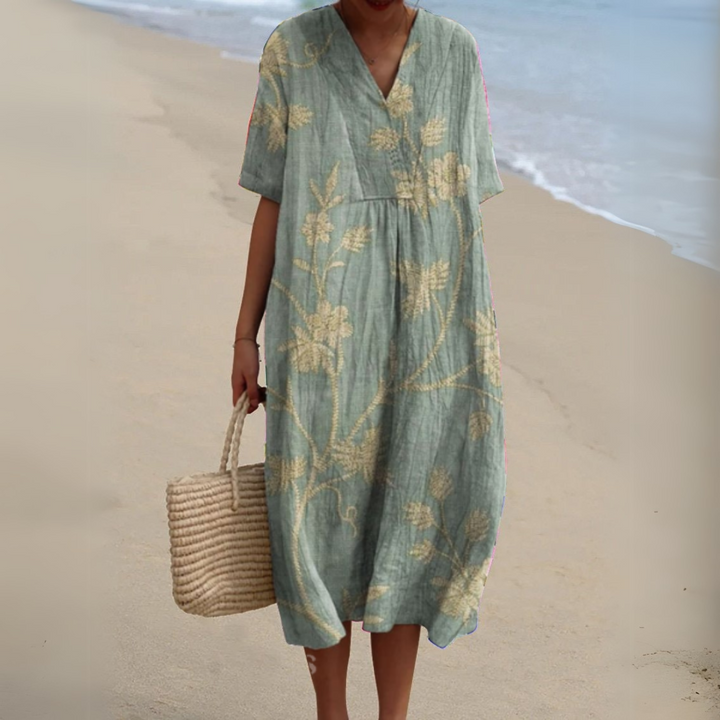 Nathalie Stylish Multicolour V-Neck Dress