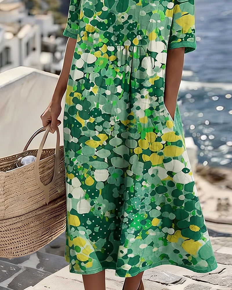 Bettina floral midi dress green detail