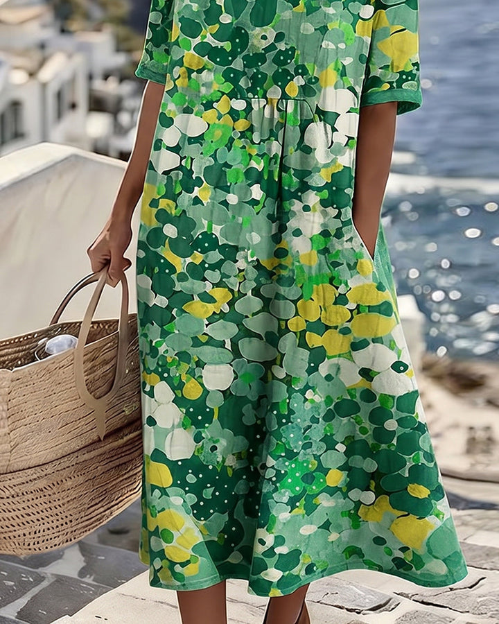 Bettina floral midi dress green detail