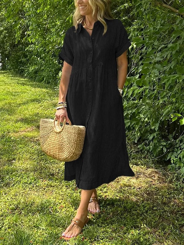 Edie | Striped Button-Up Dress