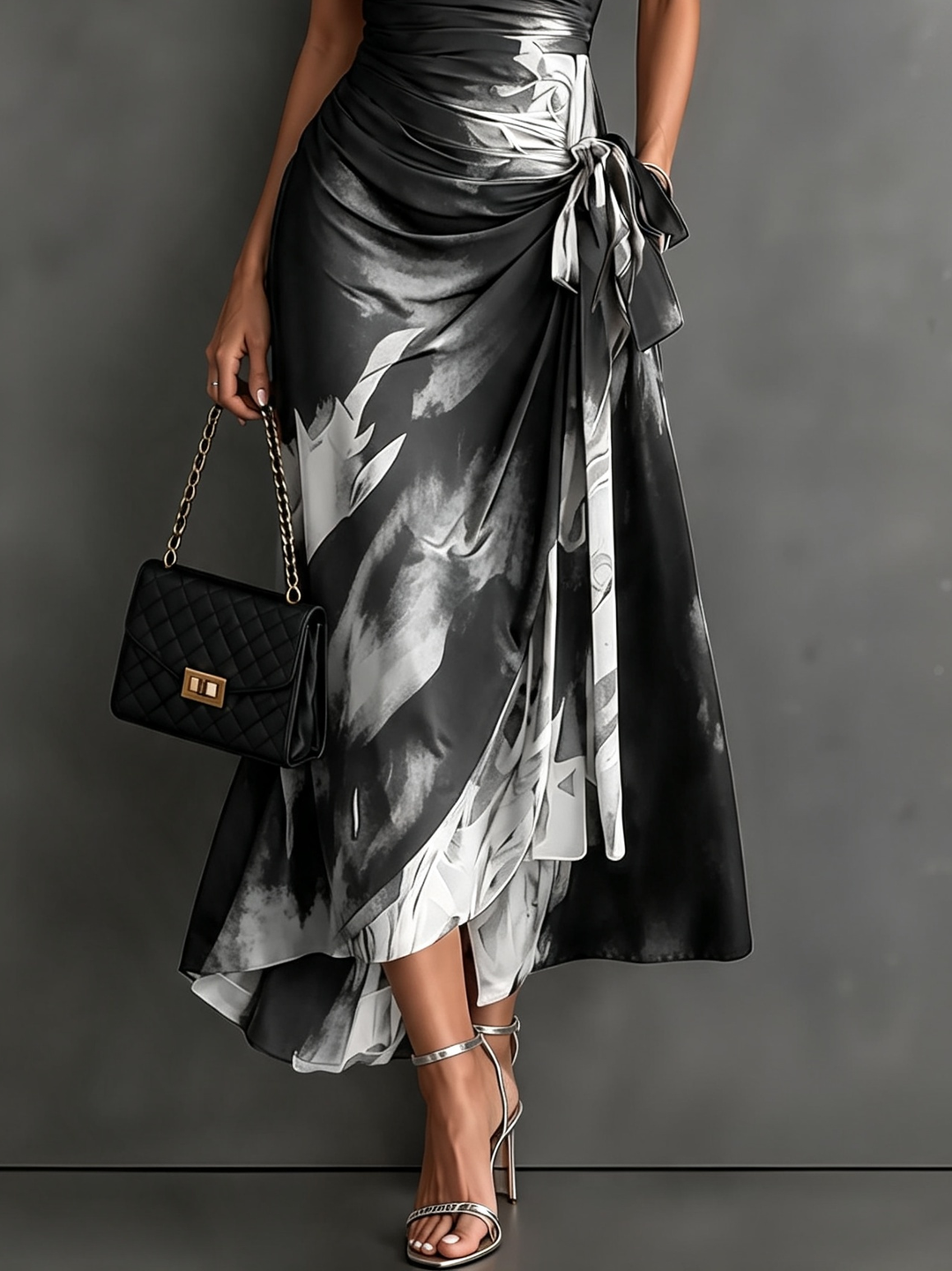 Marguerite Abstract Print Wrap Midi Dress