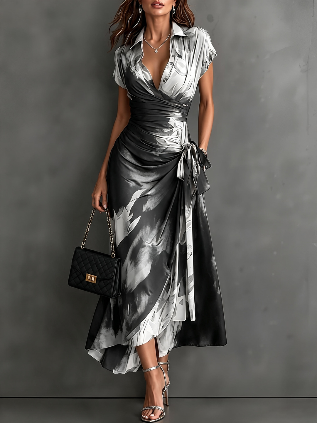 Tallulah | Abstract Print Wrap Midi Dress
