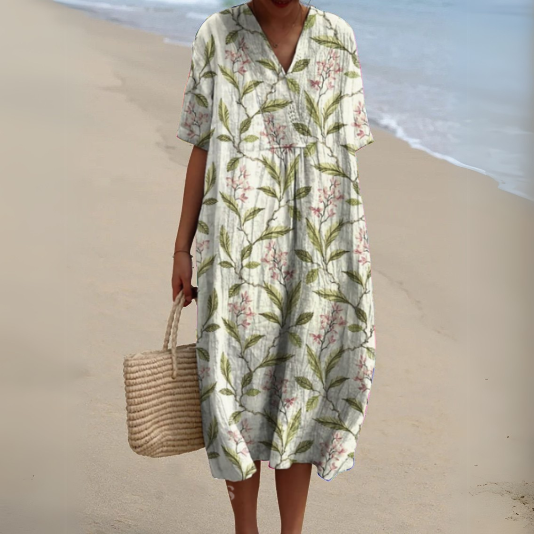 Nathalie Stylish Multicolour V-Neck Dress