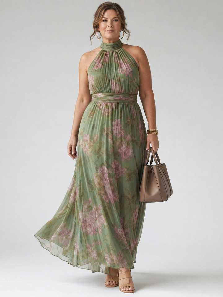 Marisol | Gathered Halter Midi Dress