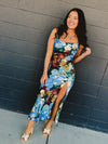 Odile | Floral Satin Slip Maxi Dress