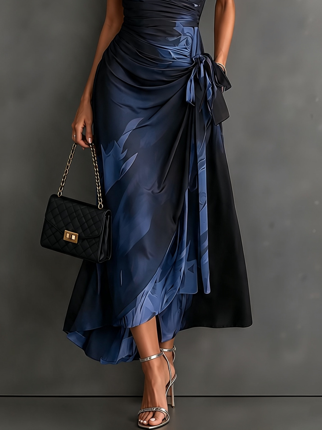 Marguerite Abstract Print Wrap Midi Dress
