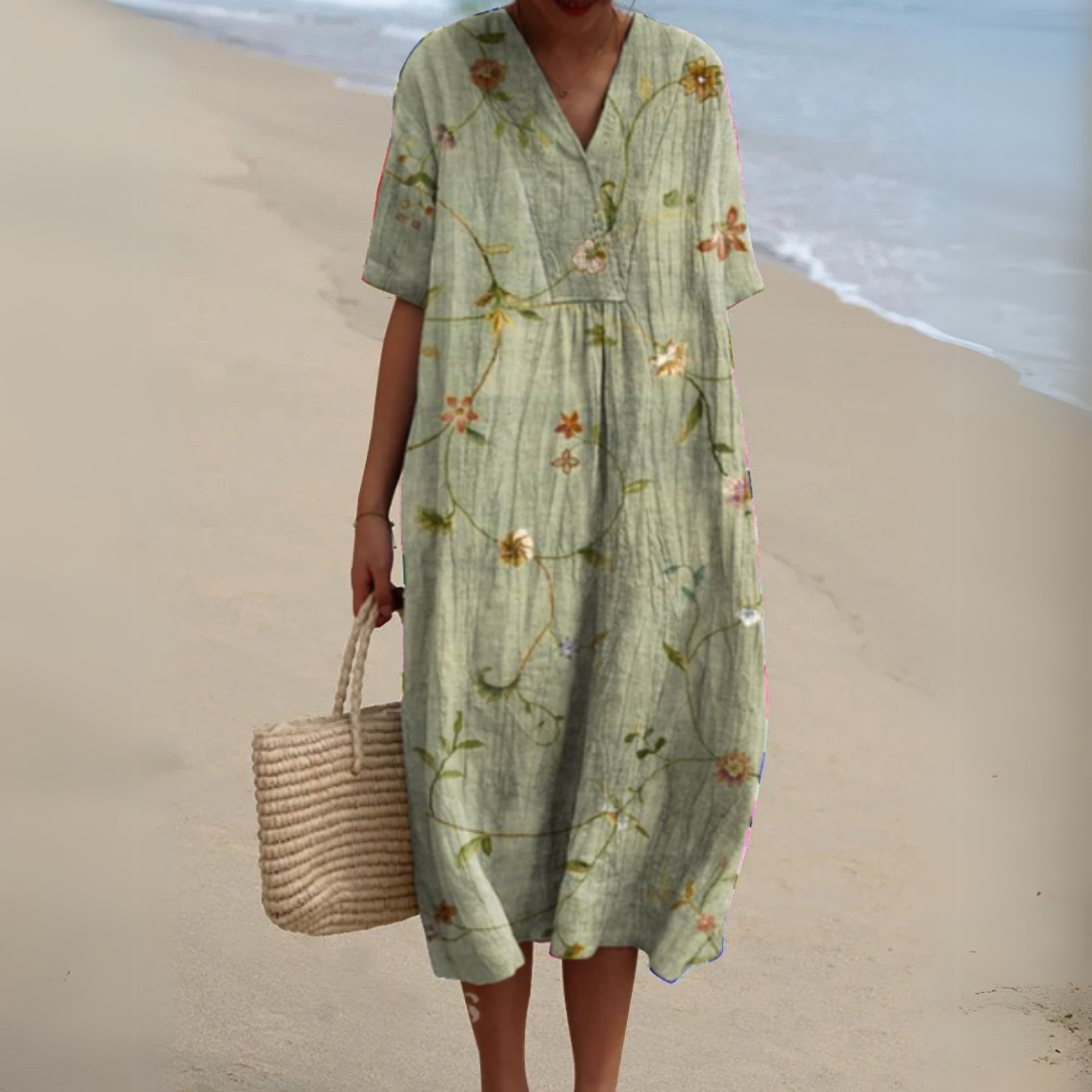 Nathalie Stylish Multicolour V-Neck Dress