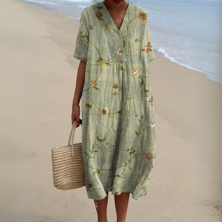 Nathalie Stylish Multicolour V-Neck Dress