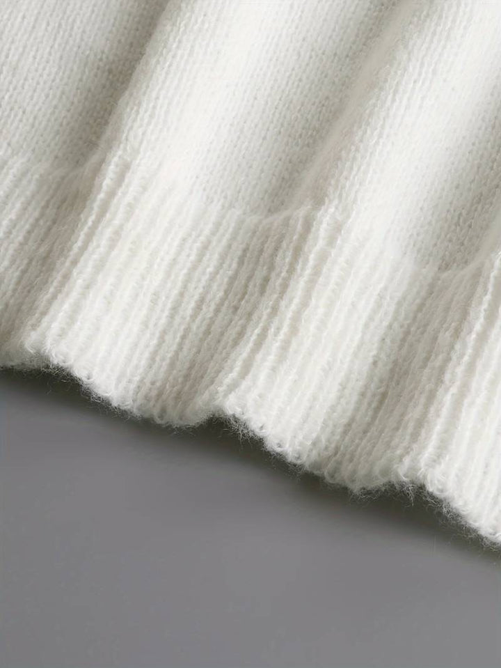 Mara | Plain Jumper With V-Neck and Buttons