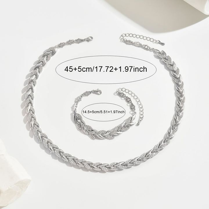 SERENA | Crystal Leaf Chain Necklace & Bracelet Set