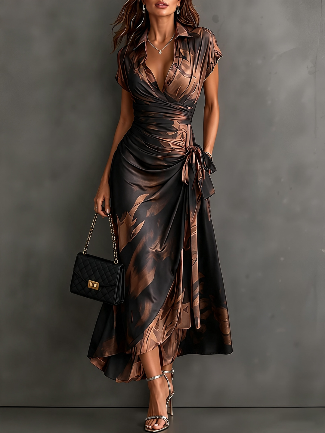 Tallulah | Abstract Print Wrap Midi Dress