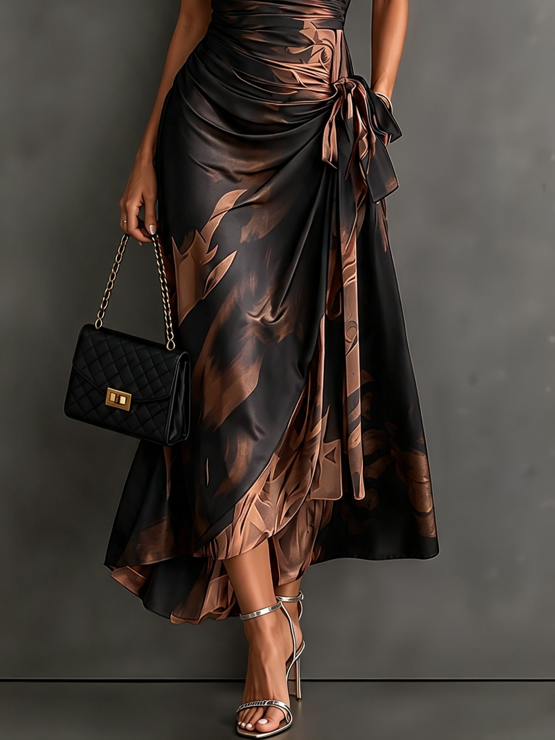 Marguerite Abstract Print Wrap Midi Dress