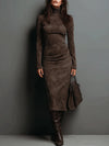 Mildred | Elegant Suede Maxi Dress