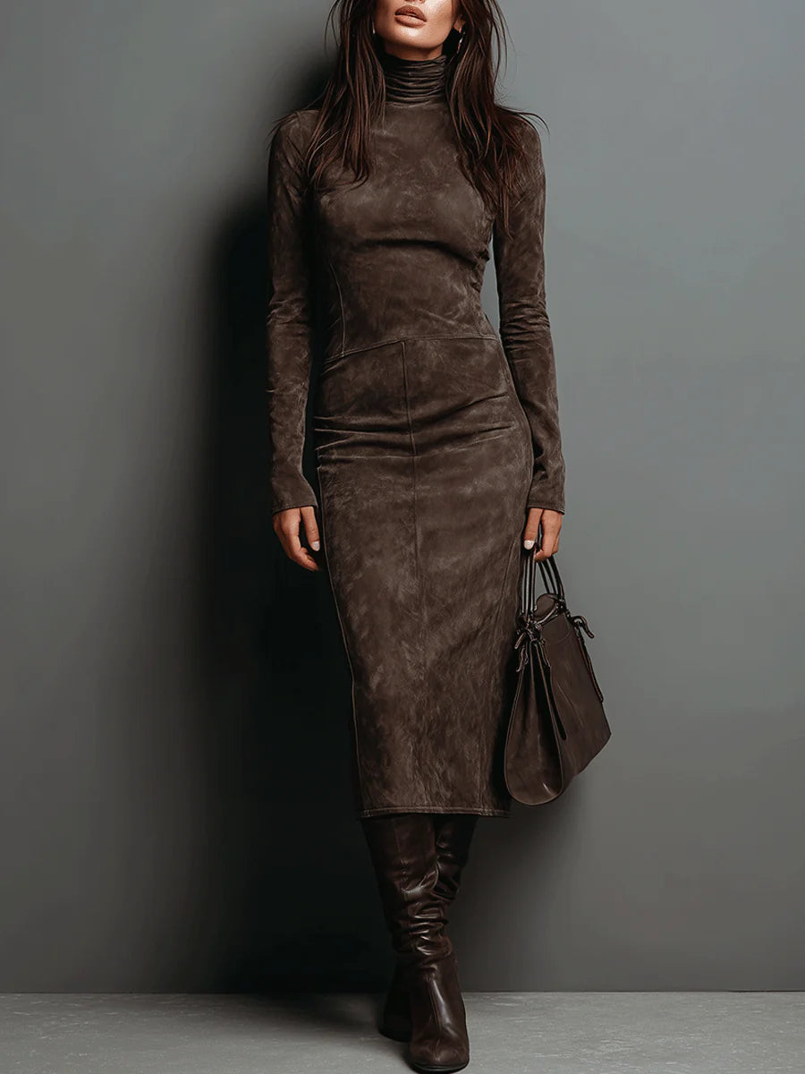 Mildred | Elegant Suede Maxi Dress