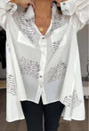 GLYNIS | Oversized Script Print Button-Up Shirt