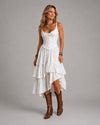 Fern | Tiered Boho Midi Dress with Lace Trim