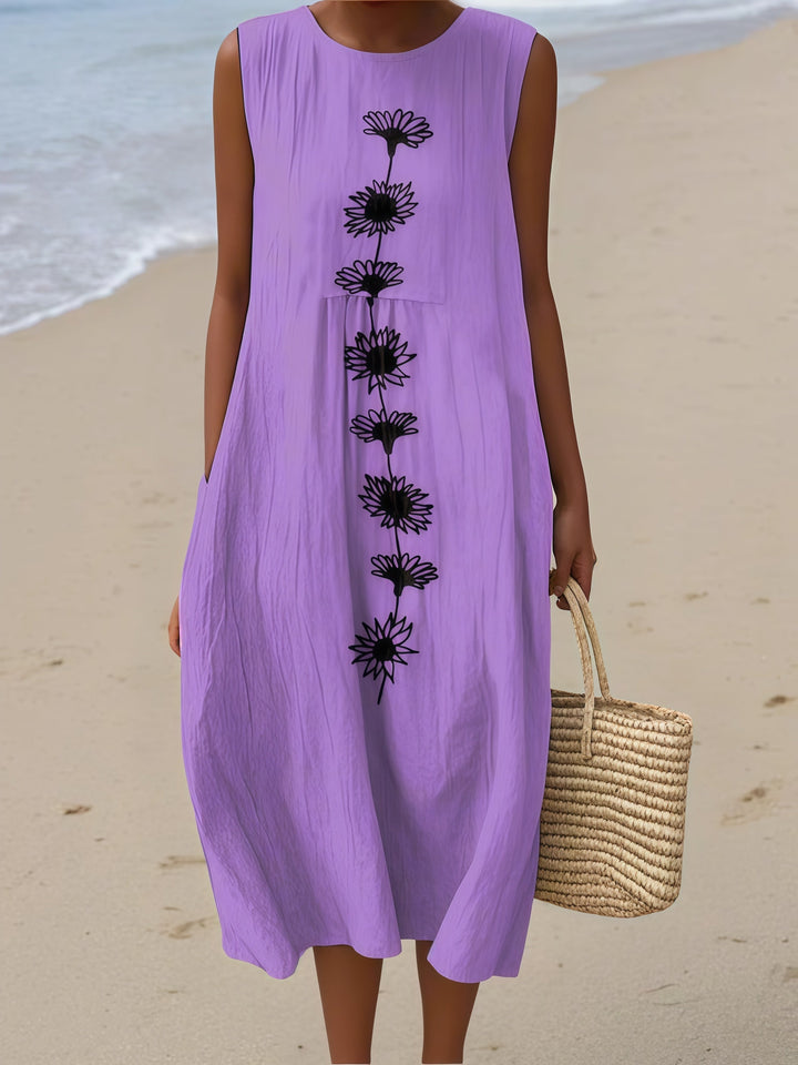 Lavender Black Daisy Chain Midi Dress