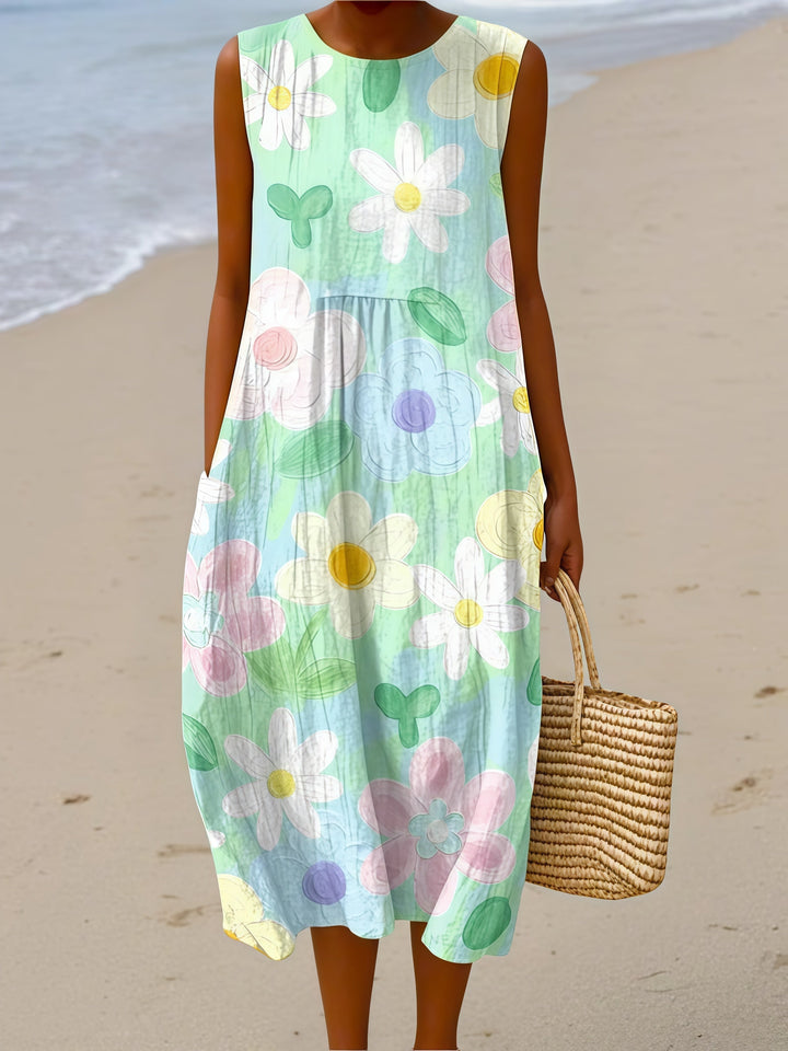Mint Daisies Midi Dress