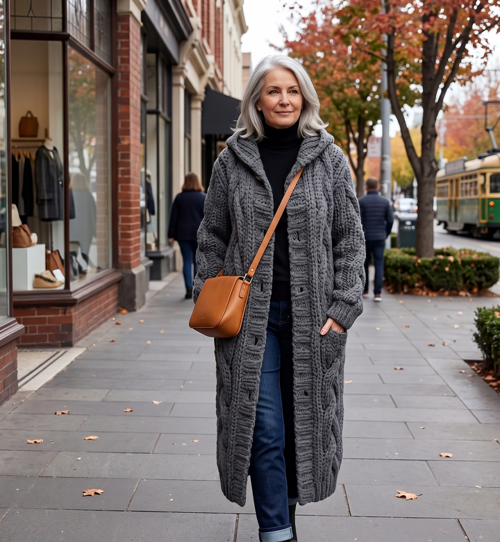 SERAFINA | Elegant Cable Knit Coat