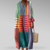 Lenore | Linen Colourblock Stripe Oversized Maxi Dress