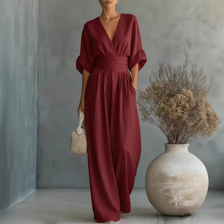 Geraldine | Elegant Draped Wide-Leg Jumpsuit