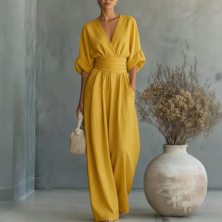 Geraldine | Elegant Draped Wide-Leg Jumpsuit